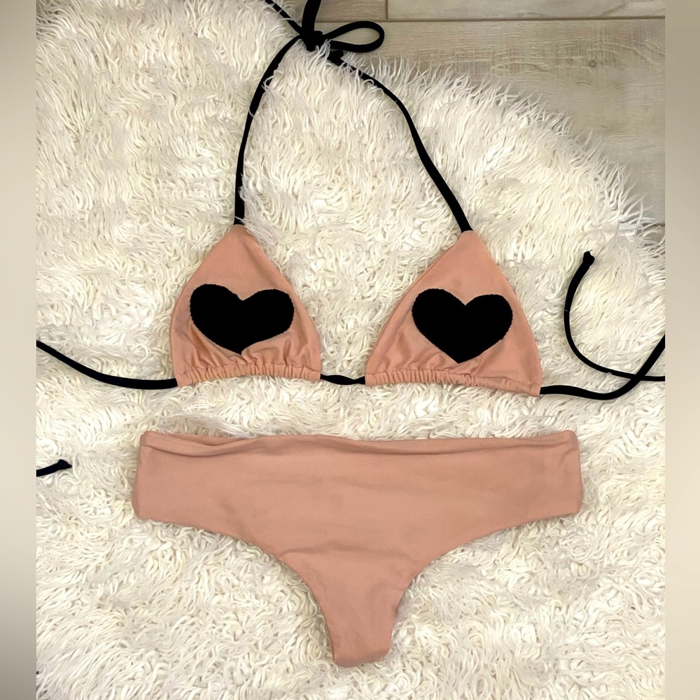 Lolli Swim Nude Heart Design Bikini Set